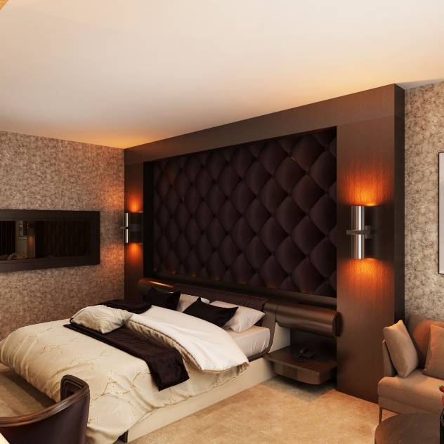 En tarz yatak odası dekorasyonları - farklı deri yatak odası
