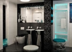 mavi modern banyo dekorasyon örnekleri